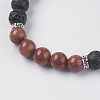 Natural Lava Rock and Natural/Synthetic Mixed Stone Beads Stretch Bracelets BJEW-E326-10-3