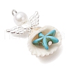Starfish Dyed Synthetic Turquoise & Natural Shell Angel Pendants PALLOY-JF03743-4