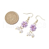 Shell Pearl Beads & Glass Seed Dangle Earrings EJEW-MZ00310-05-3