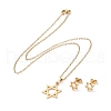 304 Stainless Steel Star of David Stud Earrings and Pendant Necklace AJEW-B019-02-1