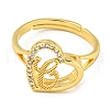 Heart with Letter Rack Plating Brass Micro Pave Cubic Zirconia Adjustable Rings for Women RJEW-I105-06G-C-2