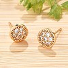Brass Micro Pave Clear Cubic Zirconia Stud Earrings for Women EJEW-G428-25G-02-1