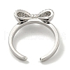 Bowknot Brass Micro Pave Cubic Zirconia Open Cuff Ring for Women RJEW-E296-10P-3