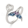 Brass Pave Clear Cubic Zirconia Cuff Rings RJEW-V013-01P-4