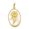 Brass Pave Shell Birth Flower Pendants FIND-I040-04L-1