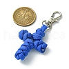 Handmade Woven Polyester & Spandex Cross Pendant Decorations HJEW-JM02690-3