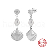Mother's Day Jewellery S925 Sterling Silver Shell Shape Dangle Stud Earrings EJEW-M096-01P-2