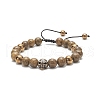 4Pcs 4 Color Natural Wood & Alloy Skull & Synthetic Hematite Braided Bead Bracelets Set BJEW-JB09214-4