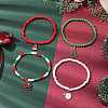 4Pcs 4 Styles Christmas Round Glass Seed Beaded Stretch Bracelet Sets BJEW-JB10805-2