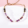 Faceted Round Natural Grey Agate & Red Agate & Amethyst Braided Bead Bracelets BJEW-F493-09G-03-4