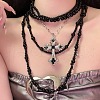 Gothic Cross Alloy & Plastic Imitation Pearl Pendant Multi Layered Necklaces for Women FS-WG7611B-01-4