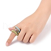 Round Glass Seed Beaded Finger Rings RJEW-JR00307-04-3