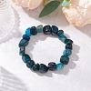 Natural Agate Nuggets Beaded Stretch Bracelets for Men Women BJEW-JB11957-01-1