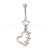 Alloy Crystal Rhinestone Dangle Curved Barbell Belly Rings AJEW-R007-04P-04-4