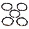 Natural Lava Rock Beads  Stretch Bracelets for Women Men BJEW-JB11323-2
