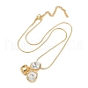 304 Stainless Steel Pave Clear Cubic Zirconia 3 Square Pendant Necklaces for Women NJEW-V008-01G-3