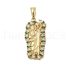 Rack Plating Brass Micro Pave Cubic Zirconia Pendants ZIRC-F142-17G-1