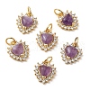 Natural Amethyst Heart Charms G-A034-02G-02-1