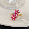 Flower Brass Micro Pave Cubic Zirconia Finger Rings for Women FS-WGC33AC-01-4