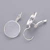Silver Color Plated Brass Leverback Earring Findings X-KK-C1244-16mm-S-RS-2