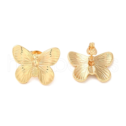 Stripe Butterfly 304 Stainless Steel Stud Earrings for Women EJEW-U003-18G-1
