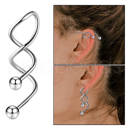 Non-Tarnish 316 Stainless Steel Spiral Barbell AJEW-G042-02P-1