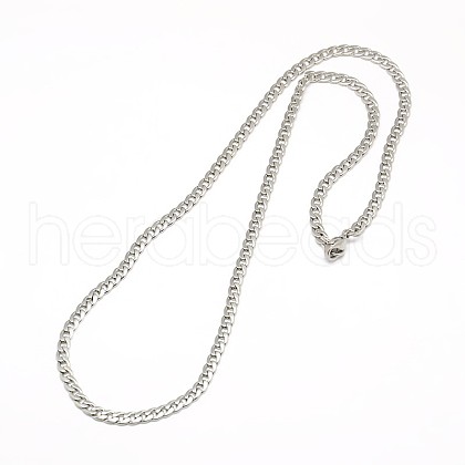 Tarnish Resistant 304 Stainless Steel Curb Chain/Twisted Chain Necklace Making STAS-A028-N109P-1