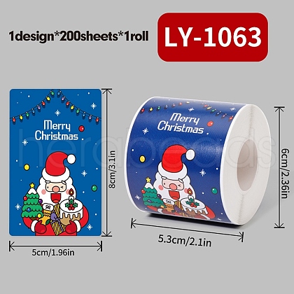200Pcs Christmas Theme Paper Self-Adhesive Stickers DIY-M070-02S-1