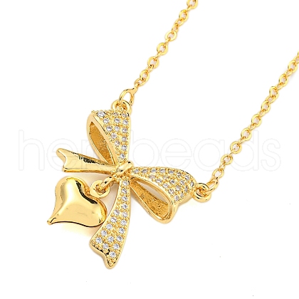 Brass Micro Pave Clear Cubic Zirconia Pendant Necklaces NJEW-M220-05B-G-1