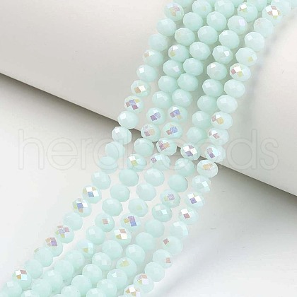 Electroplate Opaque Solid Color Glass Beads Strands EGLA-A034-P10mm-L09-1