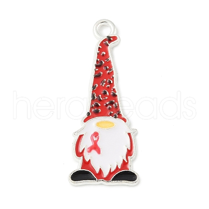 No To Drugs Red Awareness Ribbon Theme Alloy Enamel Pendants ENAM-C026-02C-S-1