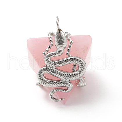 Natural Rose Quartz Pendants G-G870-13P-01-1