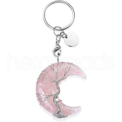 Tree of Life Wire Wrapped Moon Resin Pendant Keychain FIND-PW0017-13B-1