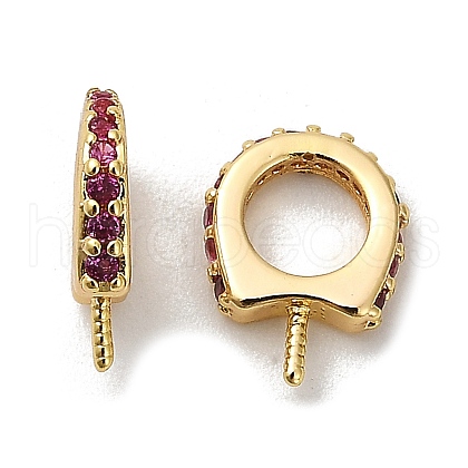 Horse Shoes Rack Plating Brass Micro Pave Cubic Zirconia Pendant Bails KK-S397-07E-1