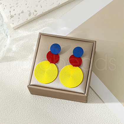 3-Round Alloy Dangle Stud Earrings FS-WG460DD-10-1