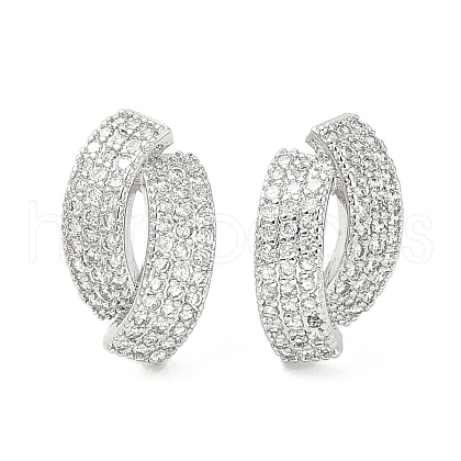 Rack Plating Brass Micro Pave Clear Cubic Zirconia Stud Earrings for Women EJEW-M260-20P-1