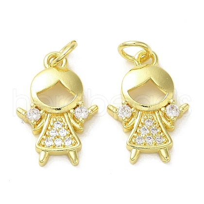 Rack Plating Brass Micro Pave Clear Cubic Zirconia Pendants KK-O017-02C-G-1