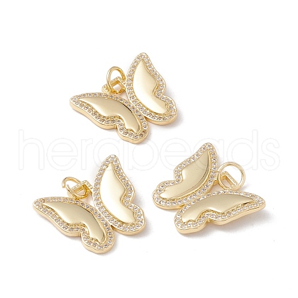Brass Micro Pave Clear Cubic Zirconia Pendants KK-G415-18G-1
