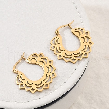 304 Stainless Steel Flower Stud Earrings for Women EJEW-Q009-03B-G-1