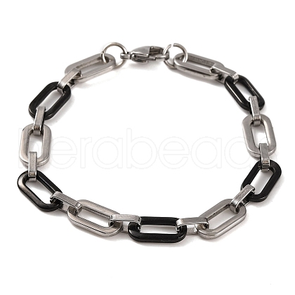 201 Stainless Steel Oval Link Chain Bracelets BJEW-B078-69EBP-1