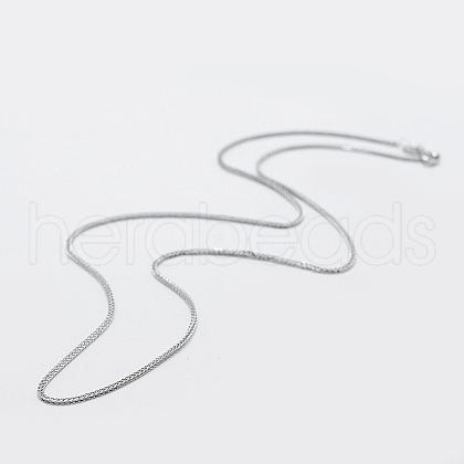 Anti-Tarnish Rhodium Plated 925 Sterling Silver Chain Necklaces STER-F039-50cm-02P-1