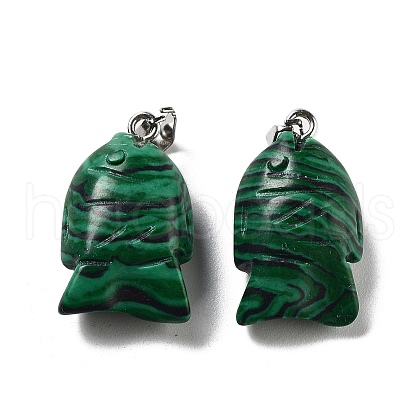 Synthetic Malachite Dyed Pendants G-B068-14P-01-1