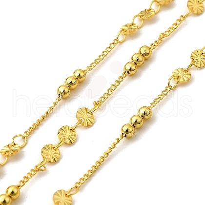 Brass Textured Flat Round with Round Link Chains CHS-H112-14G-1