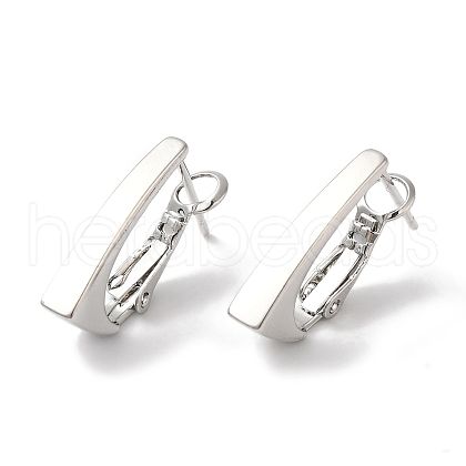 Rectangle Brass Hoop Earrings for Women EJEW-U008-03P-1