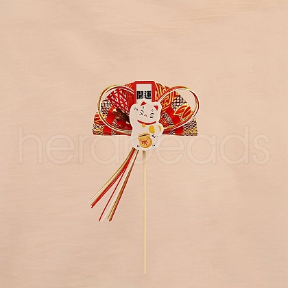 Paper Japanese Fan Flower Stick for New Year's Day Party Decoration PW-WG9F907-03-1