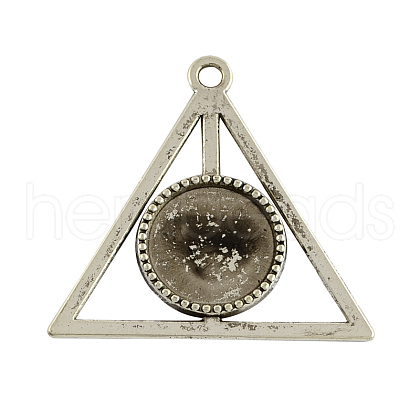 Tibetan Style Alloy Triangle Deathly Hallows Pendant Cabochon Settings X-TIBEP-322-AS-LF-1