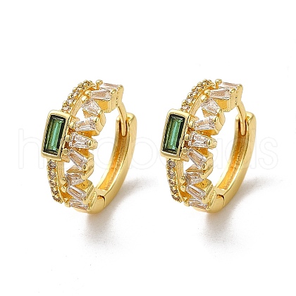 Rectangle Shape Rack Plating Brass Micro Pave Cubic Zirconia Hoop Earrings KK-E084-49G-1