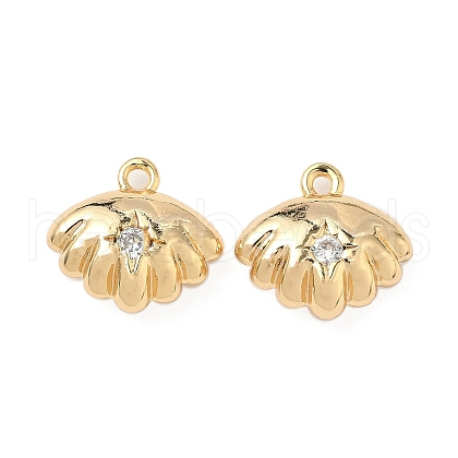 Brass Micro Pave Clear Cubic Zirconia Charms KK-S531-20G-1