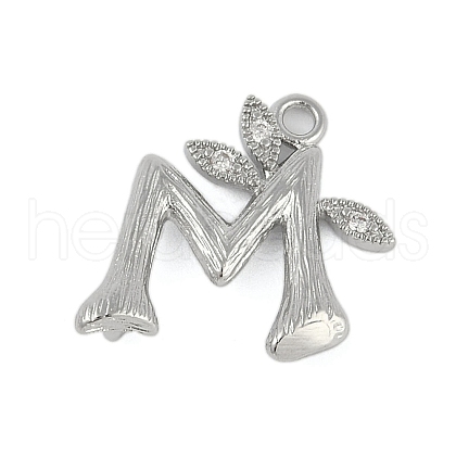 Brass Crystal Rhinestone Letter Links Connector Charms KK-S395-06P-M-1