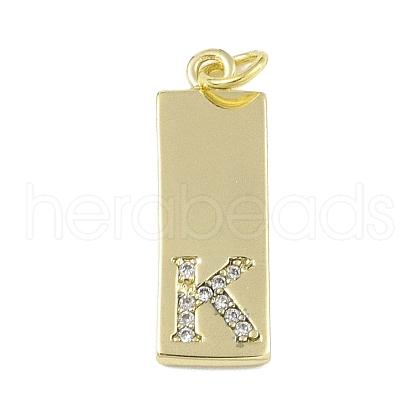 Brass Micro Pave Clear Cubic Zirconia Pendants KK-P266-06G-K-1